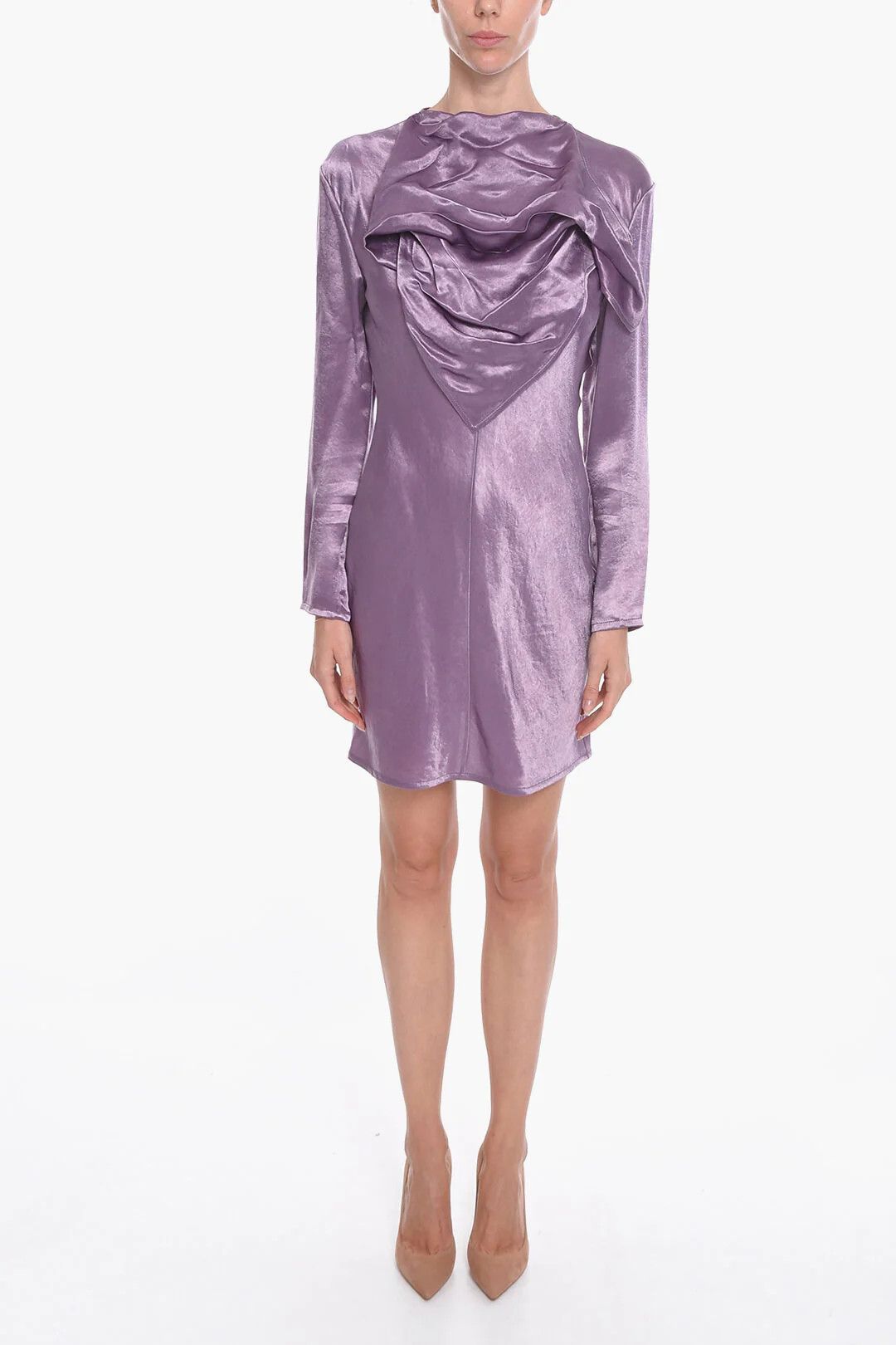 Bottega Veneta og1mm0426 Satin Midi Dress in Purple Size XS / US 0-2 / IT 36-38 - 1 Thumbnail