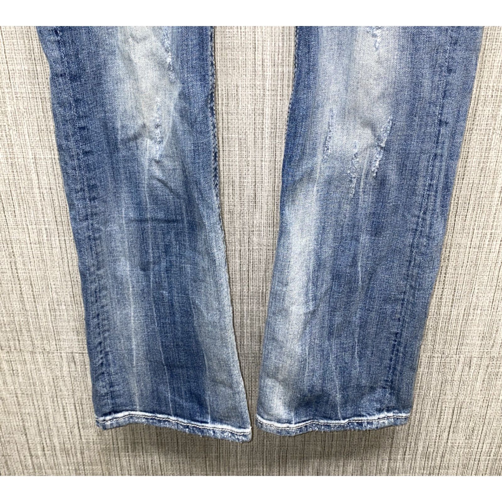 Miss Me Miss Me Jeans Easy Boot Womens 29 JE5014E2R Low Rise Distressed Bling Embellish Bootcut Denim Blue Jeans Womens 29 Size 29" - 4 Thumbnail