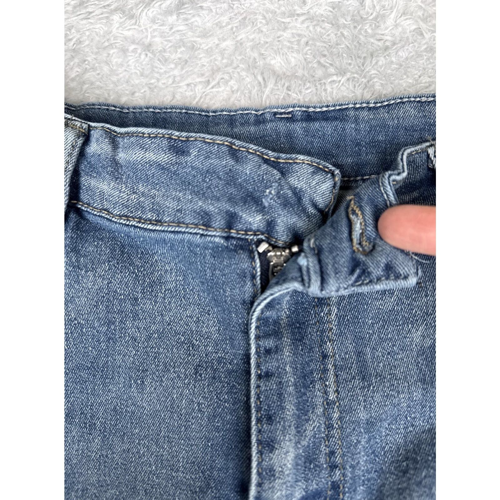 Denime Flare Jeans Womens Large Blue Med Wash Mid Rise Stretch Regular Fit 26x29 Denim Size 36" / US 14 / IT 50 - 2 Thumbnail