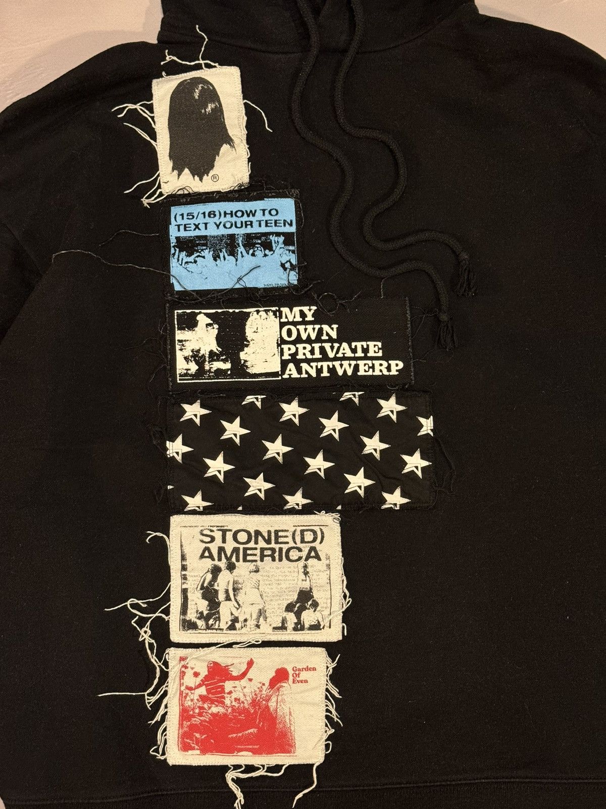 Raf Simons Ss20 Raf Simons Stoned America Patch Hoodie(Black