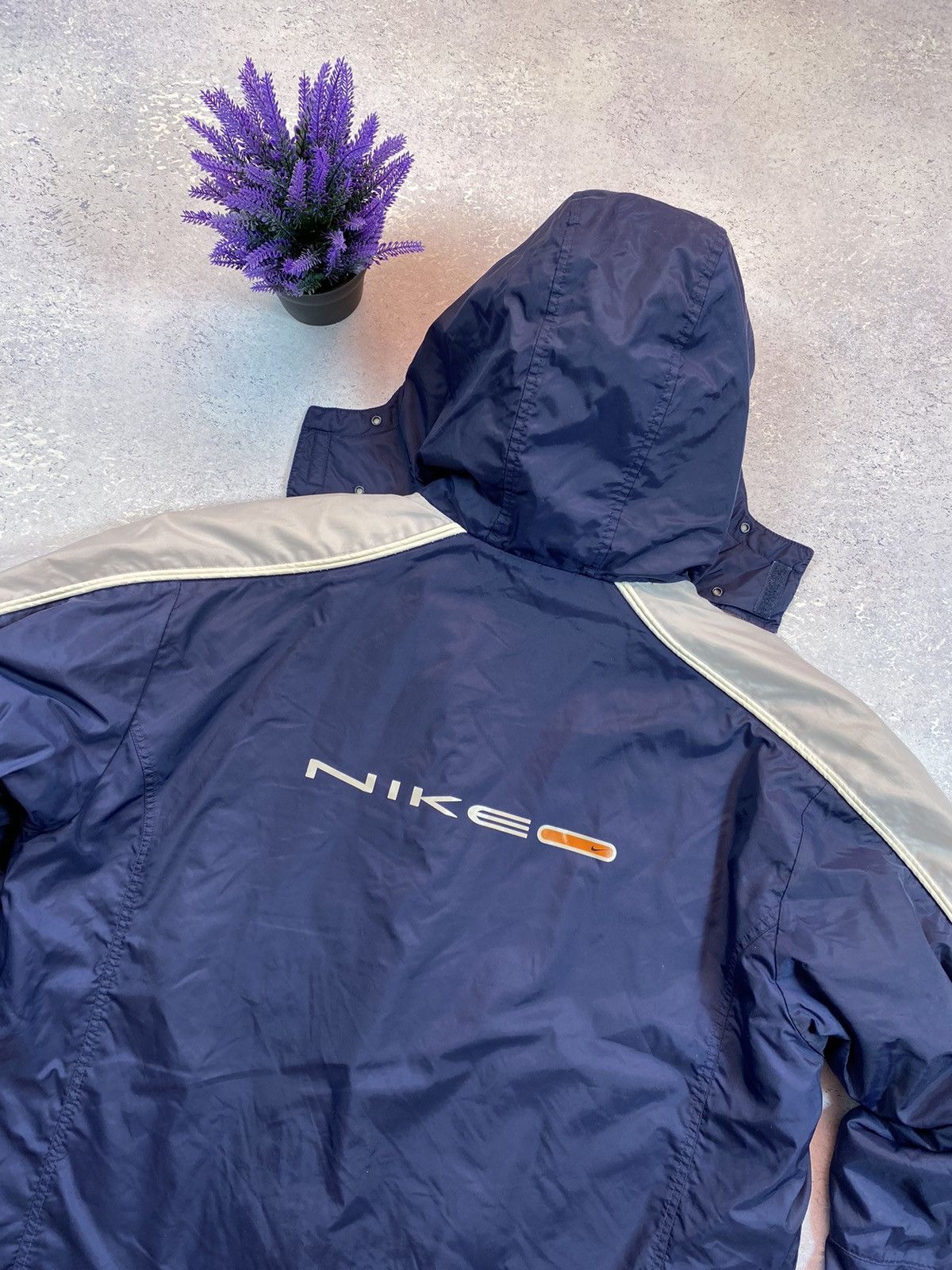 Vintage Vintage Nike 90s Blue Winter jacket with big centre logo Size US XL / EU 56 / 4 - 1 Thumbnail