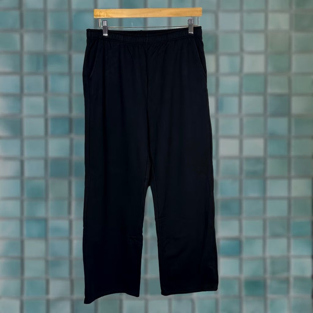 Vintage American Giant Black Fleece Sweatpants Womens Medium Wide Leg Jogger Size 27" / US 4 / IT 40 - 1 Thumbnail