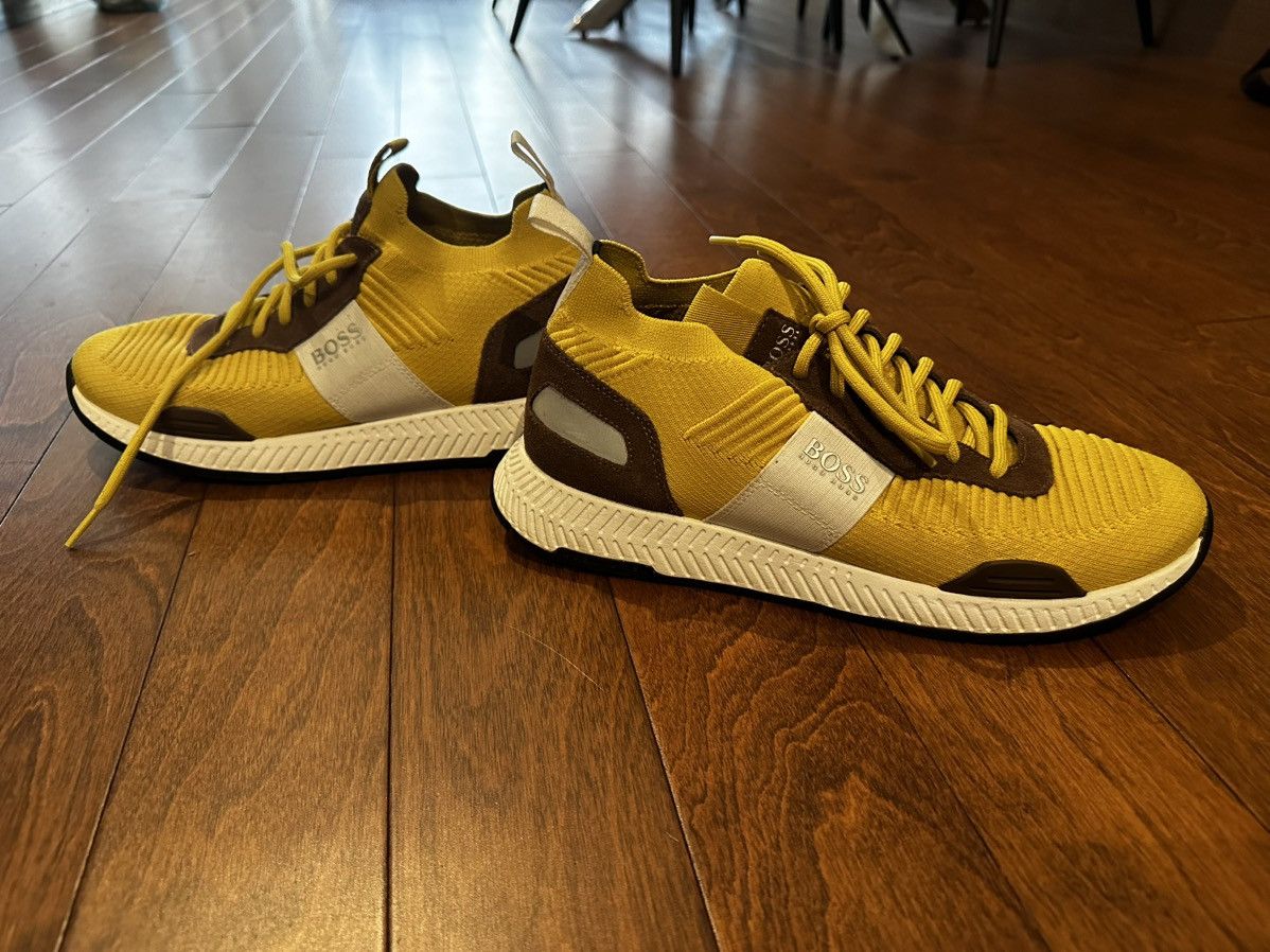 Hugo Boss Hugo Boss Titanium Running Sneakers Yellow Textured Knit Size US 9.5 / EU 42-43 - 4 Thumbnail