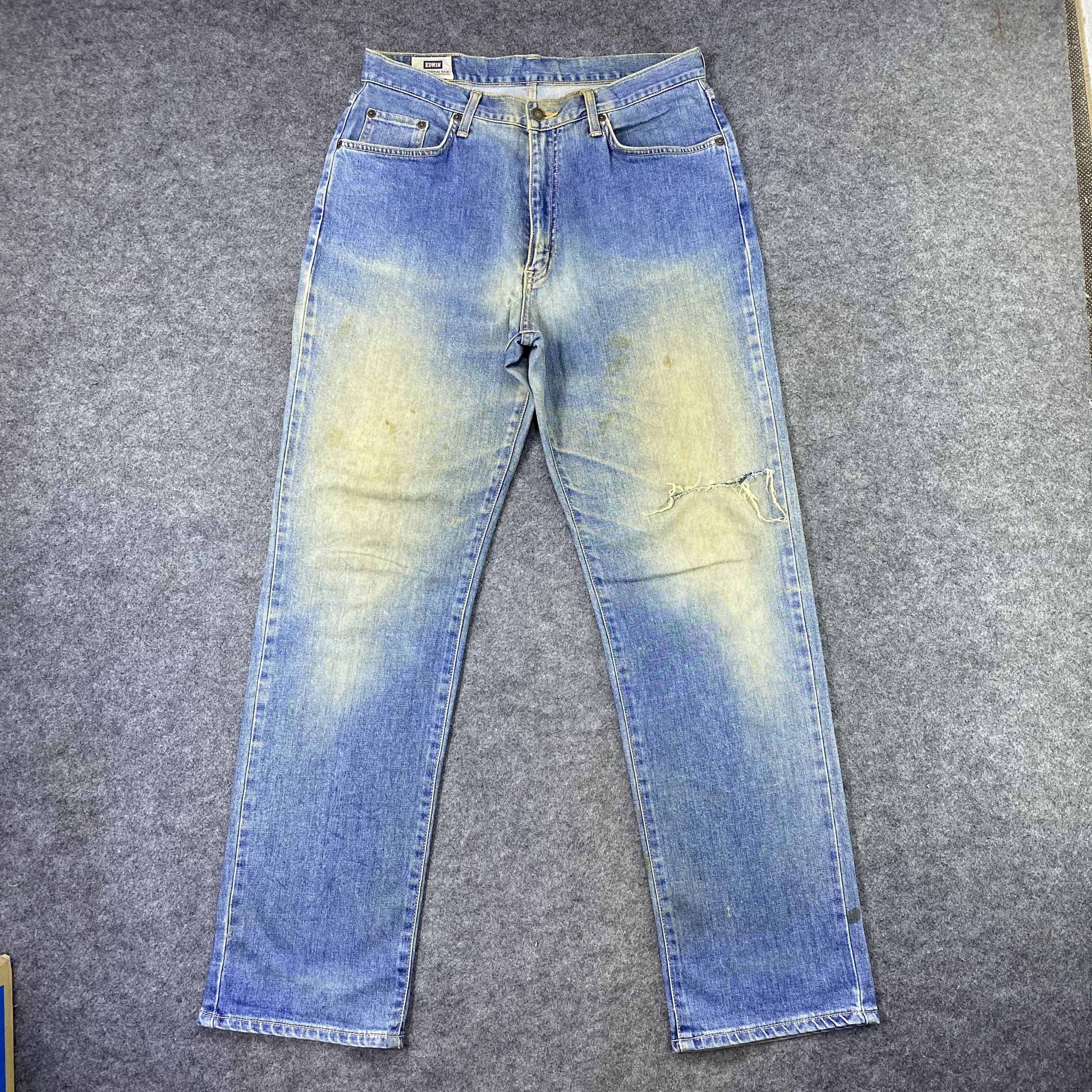 Edwin Vintage Edwin 434 Distress Blue Wash Denim-J1185 Size US 32 / EU 48 - 1 Thumbnail