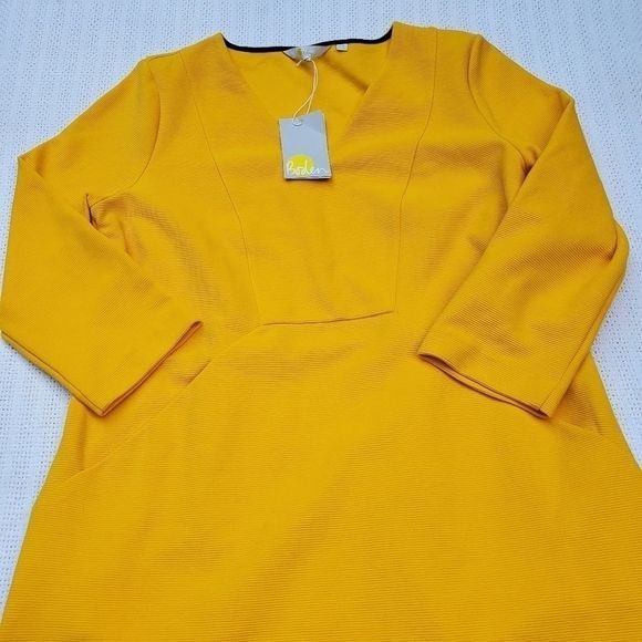 Boden Boden Bronte Ottoman Yellow Rib Textured Knit 3/4 Sleeve Vne Size L / US 10 / IT 46 - 8 Thumbnail