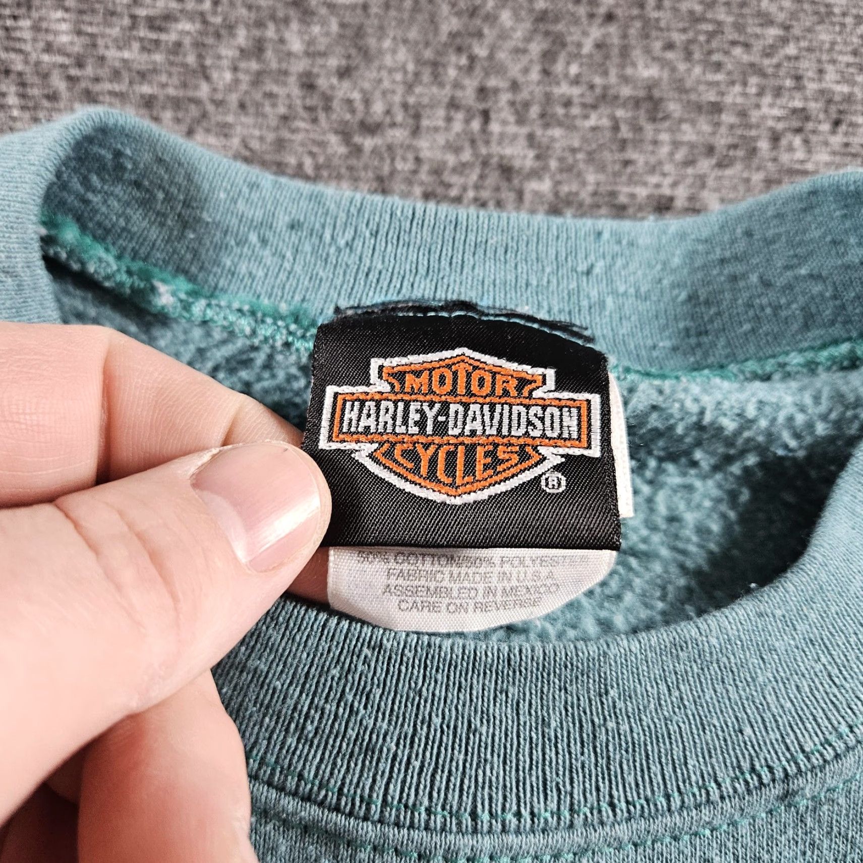 Harley Davidson VINTAGE Harley-Davidson Sweatshirt Mens L Green Graphic Print Pullover Crew Neck Motorcycle Biker 90s Size US L / EU 52-54 / 3 - 5 Thumbnail