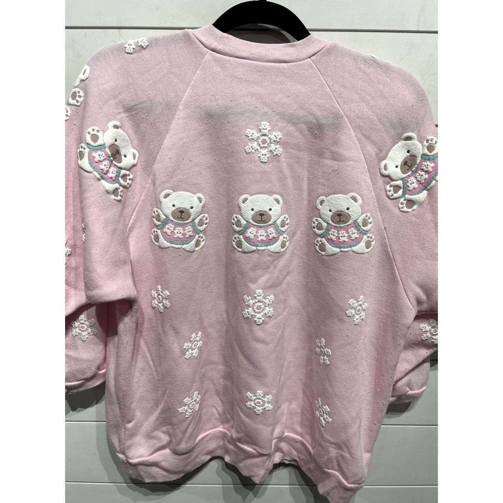Vintage VTG Puff Paint Pastel Pink Teddy Bear All Over Graphic Crewneck Sweatshirt Small Size US S / EU 44-46 / 1 - 4 Thumbnail