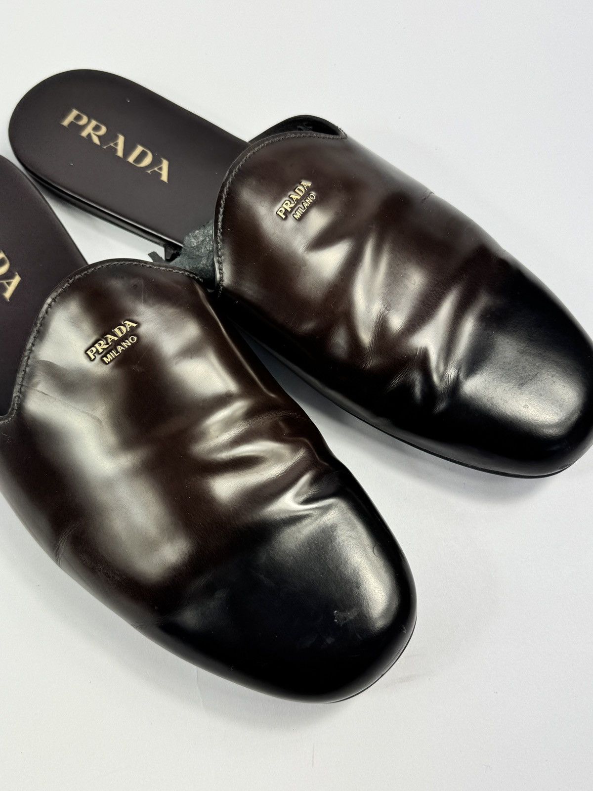 Prada PRADA LOGO LEATHER SLIP ONS Size US 9 / EU 42 - 2 Thumbnail