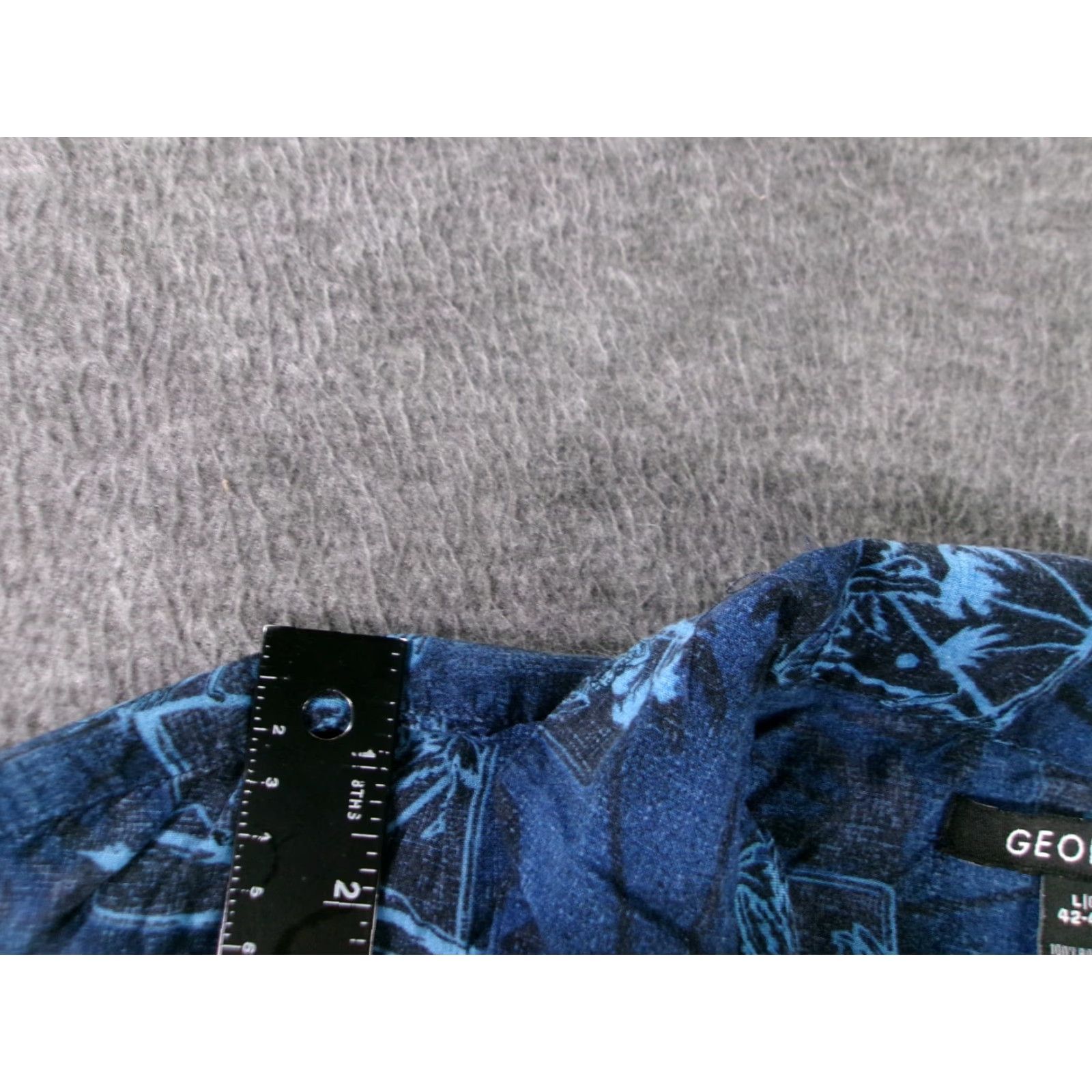 George George Shirt Mens Large Blue Tropical Hawaiian Resort Floral Short Sleeve Button-Up Collared Casual Travel Workwear Size US L / EU 52-54 / 3 - 5 Thumbnail