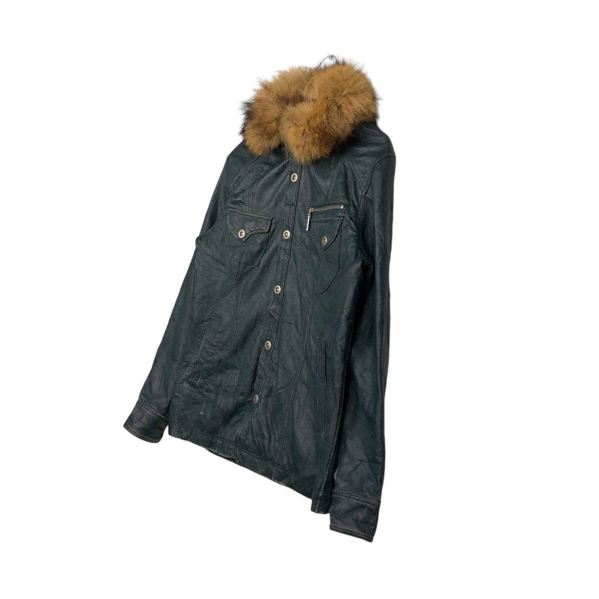 🔥VINTAGE BIKER LEATHER JACKET ASM ARCHIVE MINK FUR COLLAR
