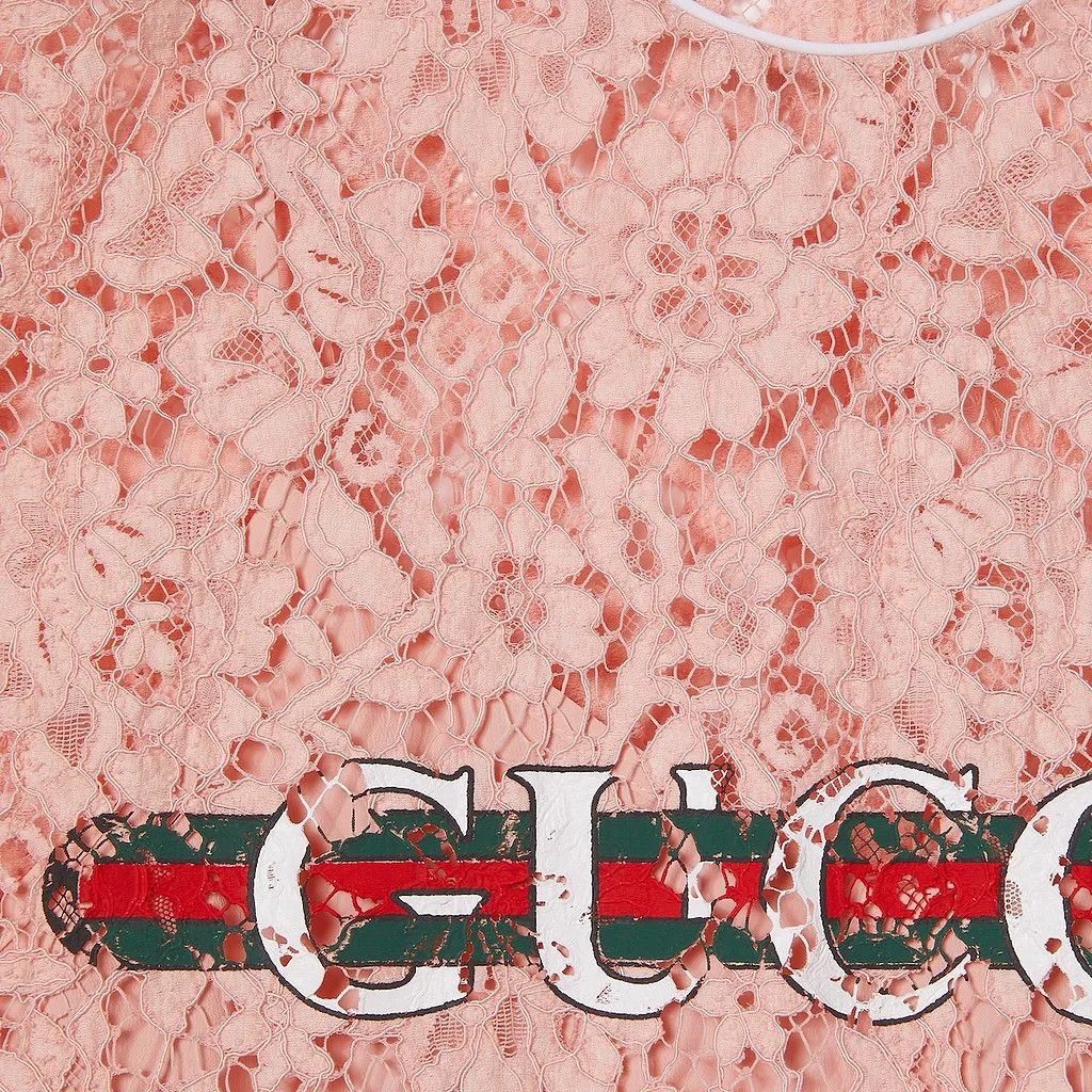 Gucci o1B3y1r0526 Floral Lace Short Sleeve T-Shirt in Pink Size M / US 6-8 / IT 42-44 - 4 Thumbnail