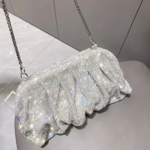 Designer × Vintage Shiny handle Rhinestones Handmade Evening Clutch Bags Size ONE SIZE - 4 Thumbnail