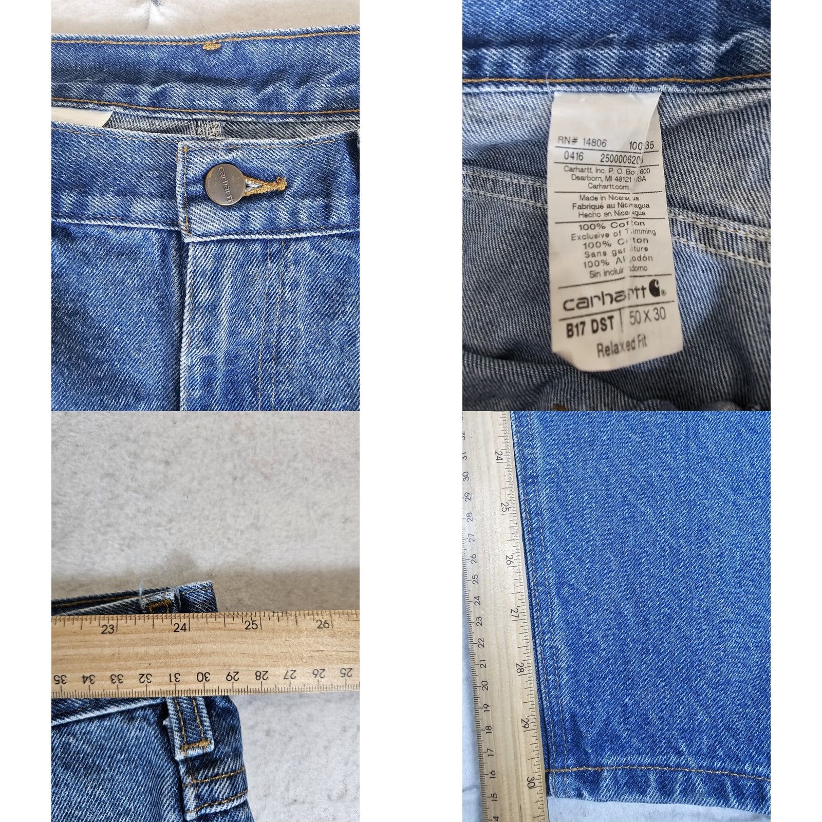 Carhartt VINTAGE Carhartt Jeans Blue Denim B17 DST Relaxed Fit Tapered Leg Workwear Mens Sz 50x30 Size US 34 / EU 50 - 9 Thumbnail