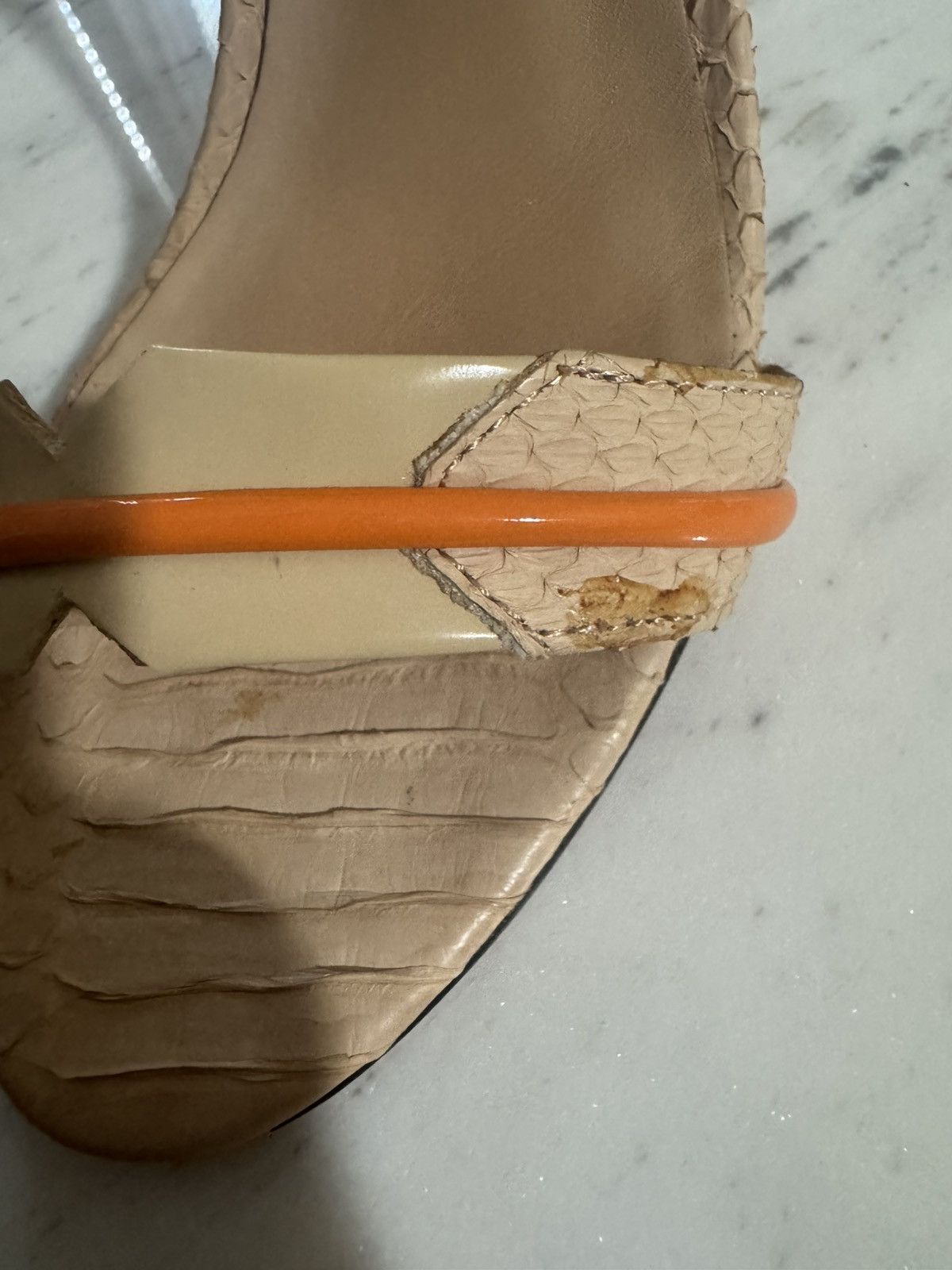 Designer × L.A.M.B. L.A.M.B leather beige and orange strap heels Size US 6.5 / IT 36.5 - 8 Thumbnail