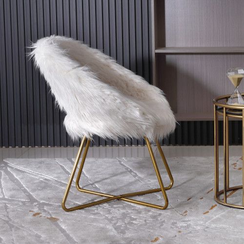 Designer × Homemade Slatina Faux Fur Upholstered Accent Chair, White Size US L / EU 52-54 / 3 - 5 Thumbnail