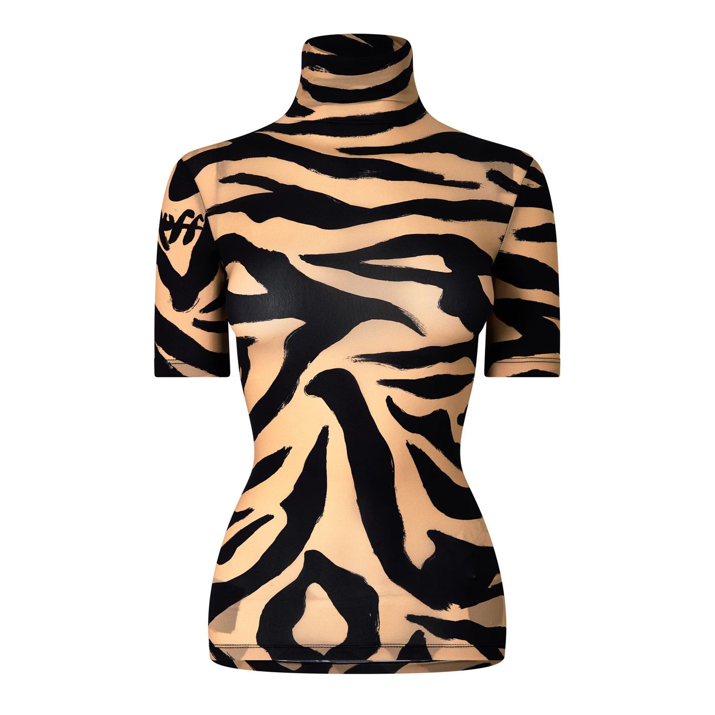 Off-White o1g2r1mq1224 Zebra Turtleneck Sweater in Brown & Black Size M / US 6-8 / IT 42-44 - 1 Thumbnail