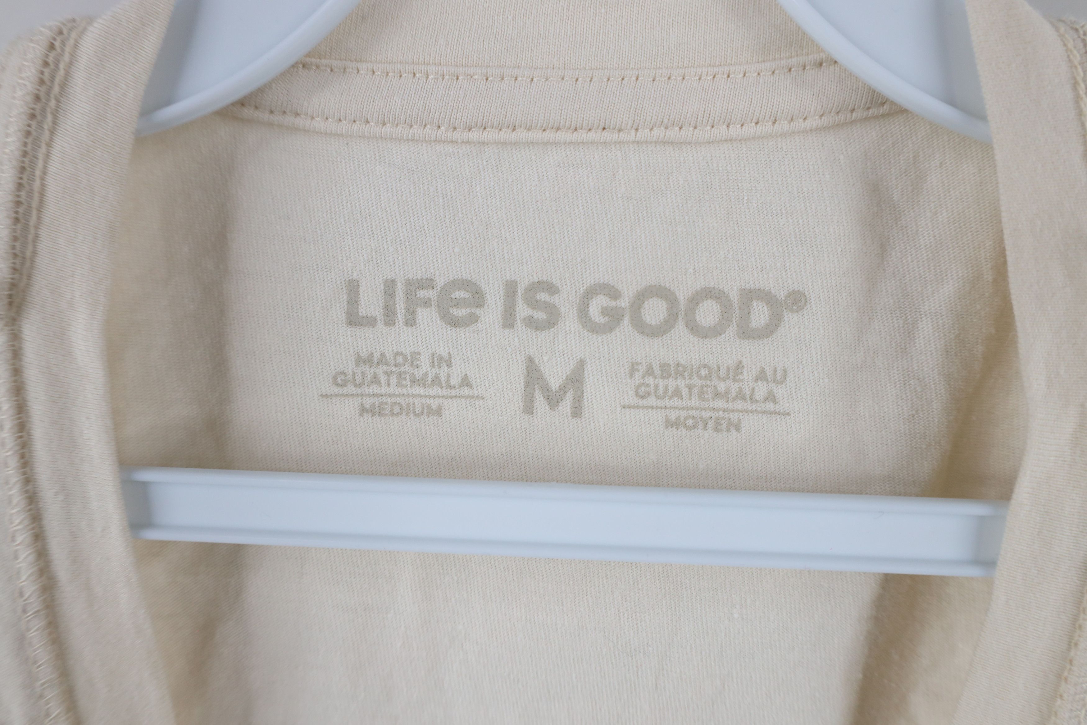 Life is Good × Vintage Life Is Good Peace Love Tennis V-Neck T-Shirt Beige Size M / US 6-8 / IT 42-44 - 7 Thumbnail