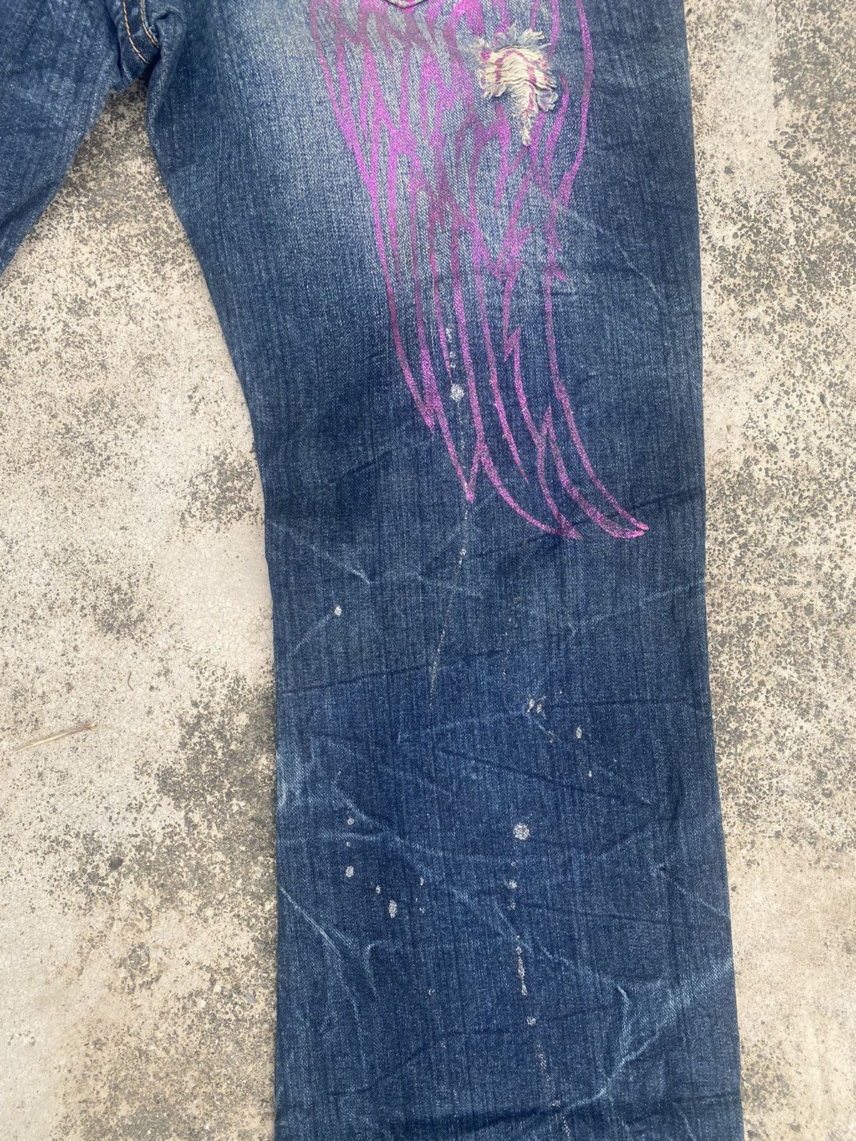 If Six Was Nine × Japanese Brand Flare Jeans Sorridere Distress Clawmark Bootcut Size US 35 - 18 Thumbnail