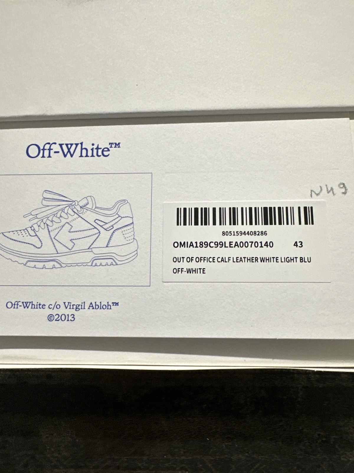 Off-White Off White Out Of Office Light Blue White Sneaker Size US 10 / EU 43 - 7 Thumbnail