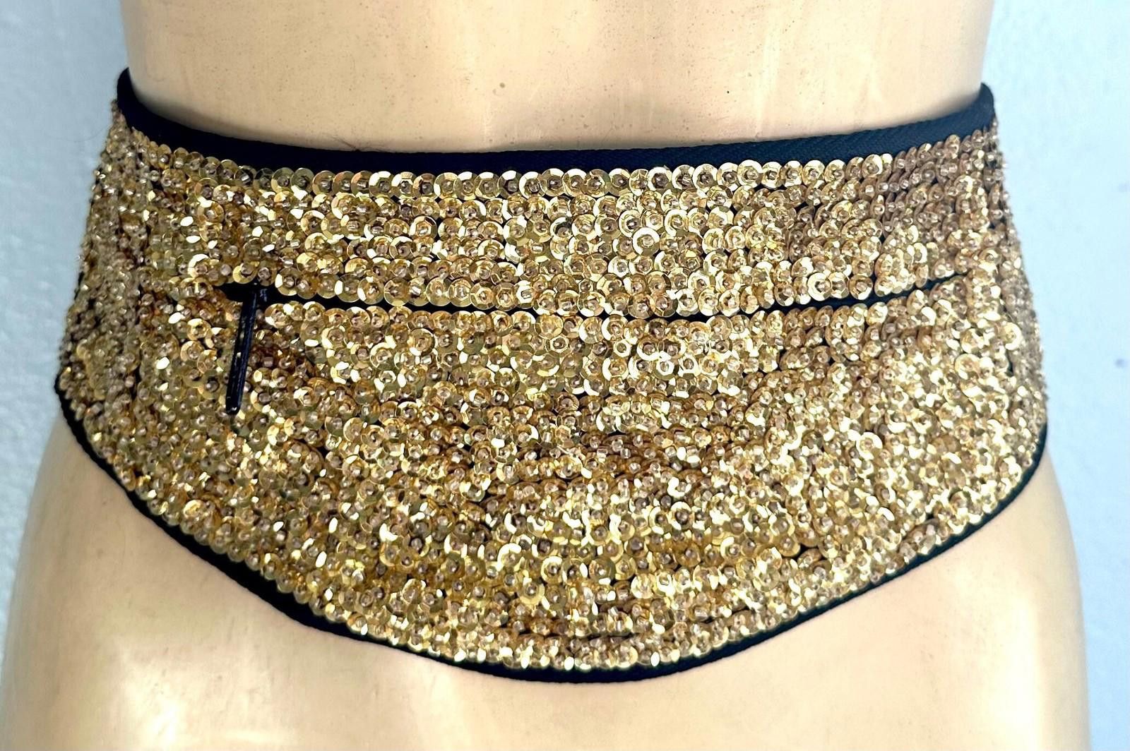 Fashion Victim Sequin Cummerbund Fashion Belt Lite Gold Size ONE SIZE - 1 Thumbnail