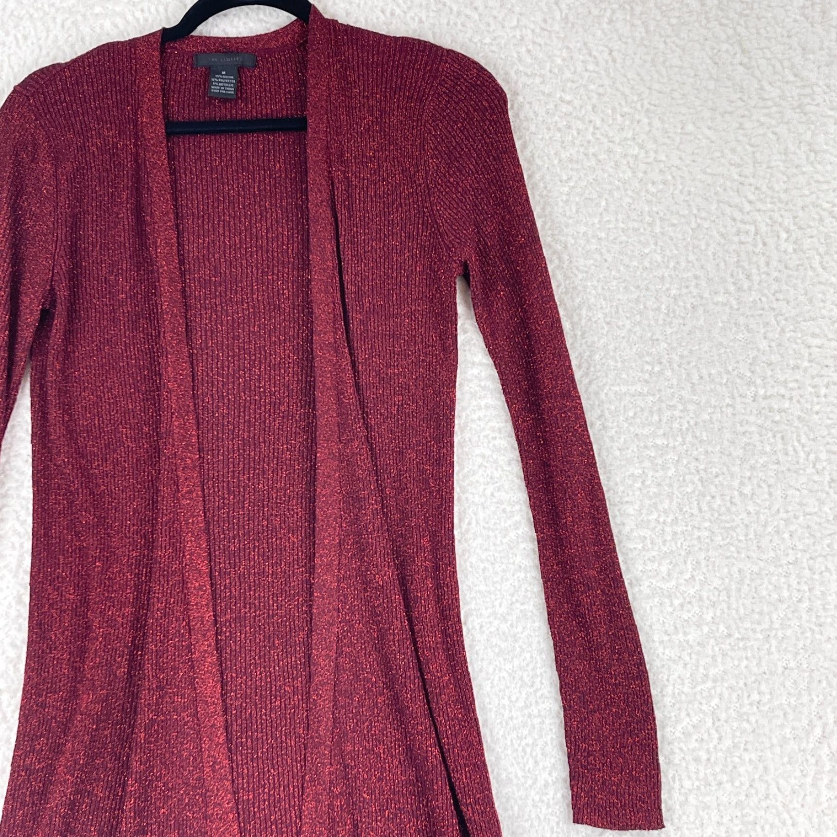 Vintage The Limited Cardigan Sweater Womens Medium Red Shimmer Open Front Knit Long Sleeve Size M / US 6-8 / IT 42-44 - 3 Thumbnail