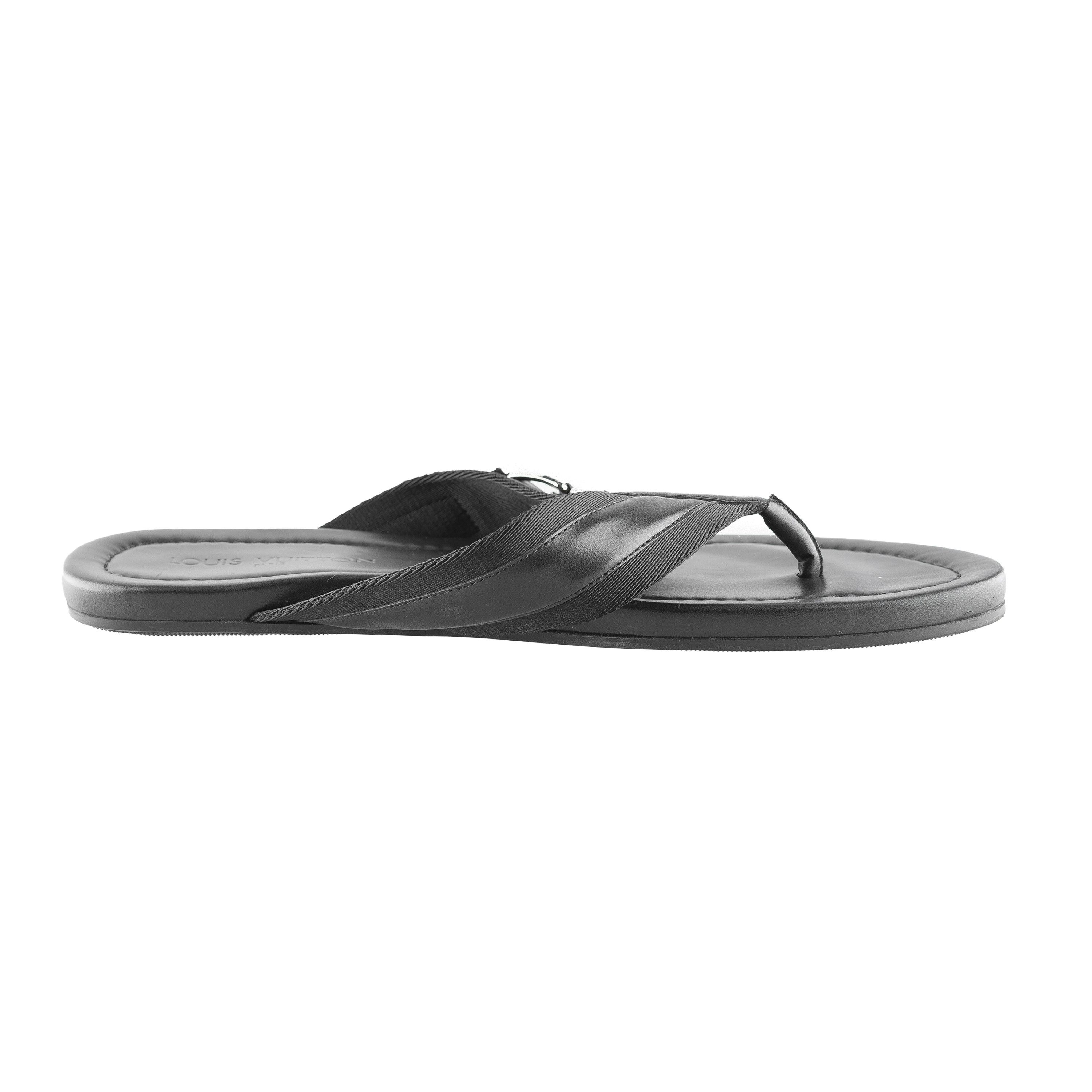 Louis Vuitton Louis Vuitton Black Thong Leather Logo Sandals Size US 11 / EU 44 - 4 Thumbnail