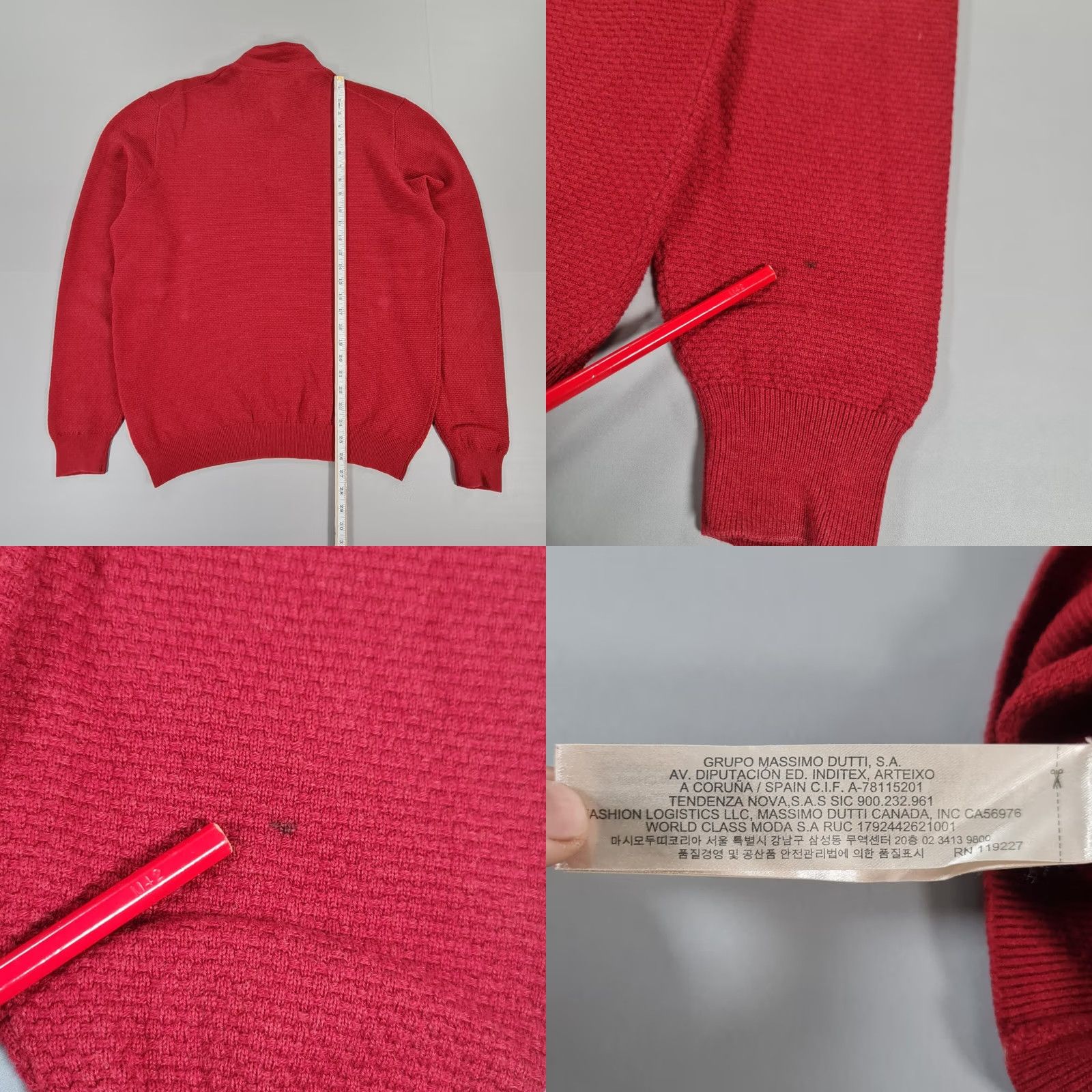 Massimo Dutti Massimo Dutti Jumper Mens XL Red Cotton Cashmere Mock Neck Long Sleeve Henley Knit Size US XL / EU 56 / 4 - 8 Thumbnail