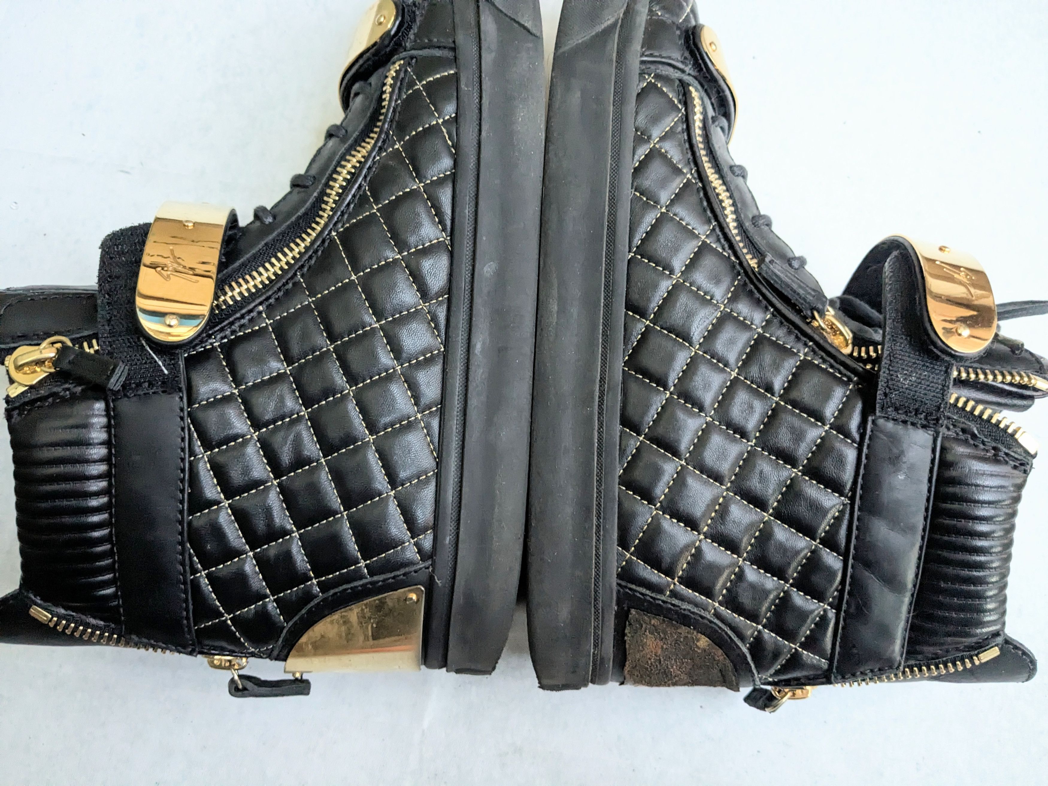 Giuseppe Zanotti Giuseppe Zanotti Sneakers Black Gold 13 46 High Tops Leather Size US 13 / EU 46 - 10 Thumbnail