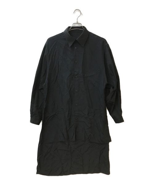 Image of Yohji Yamamoto Pour Homme Cupro Staff Shirt in Black, Men's (Size 2XL)