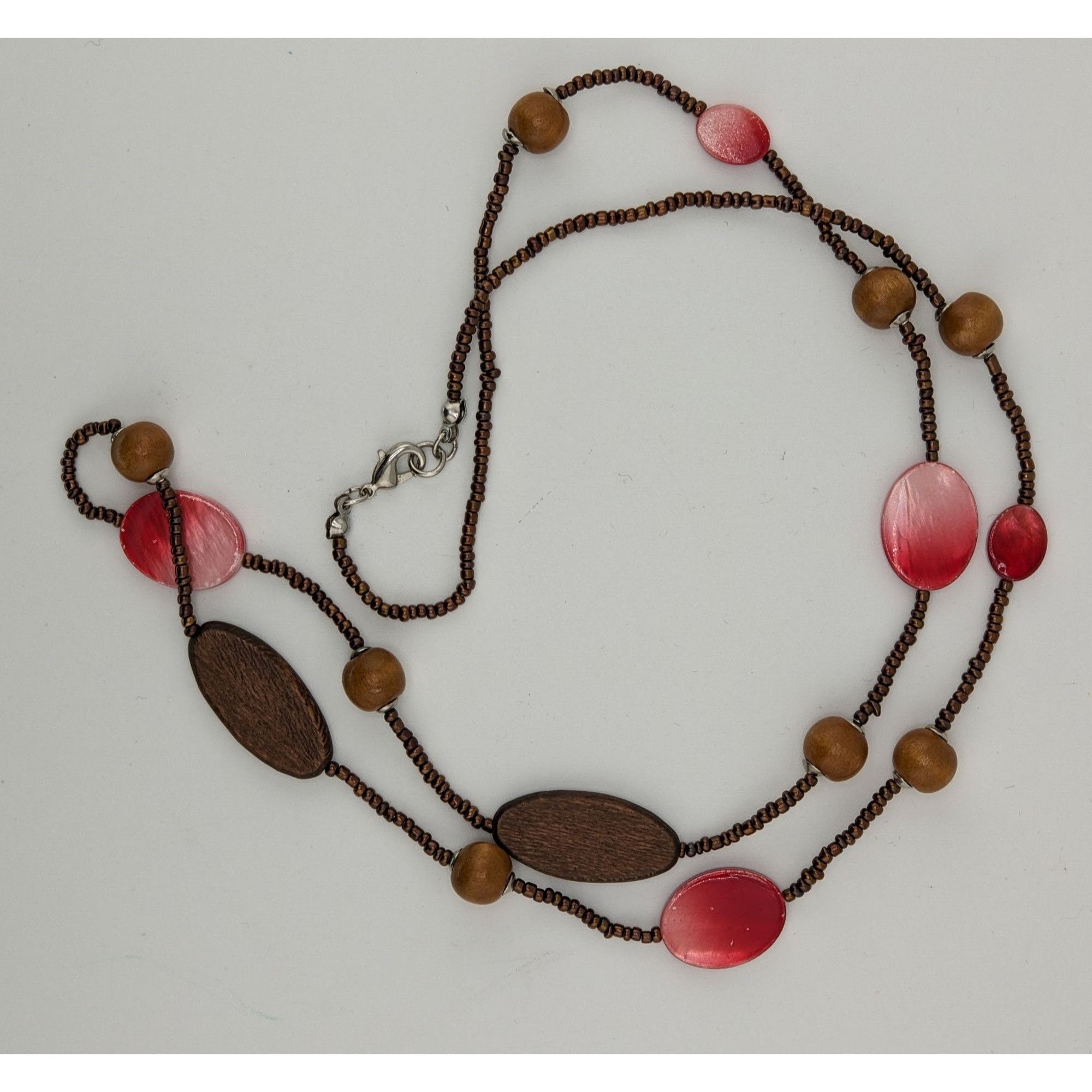 Other Bohemian Brown And Red Glass Beaded Necklace With Wood & She Size ONE SIZE - 5 Thumbnail