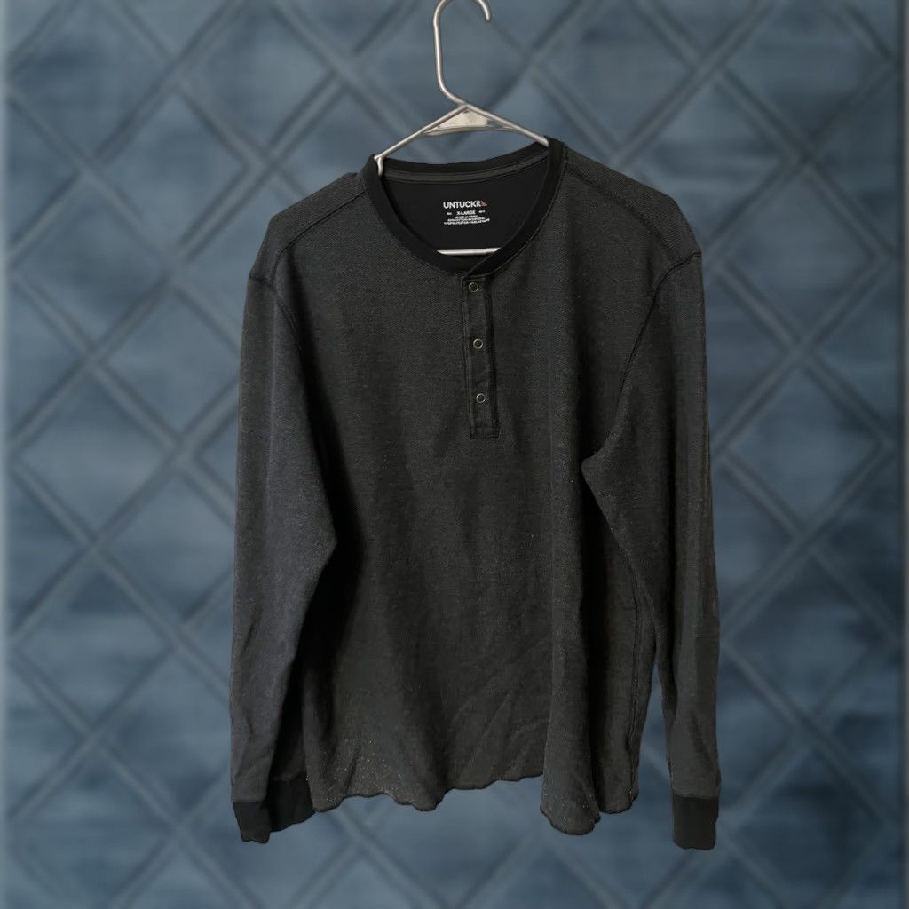 UNTUCKit UNTUCKit Henley Shirt Mens XL 100% Cotton Longsleeve Gray Pullover Casual Button T-Shirt Knit Size US XL / EU 56 / 4 - 1 Thumbnail