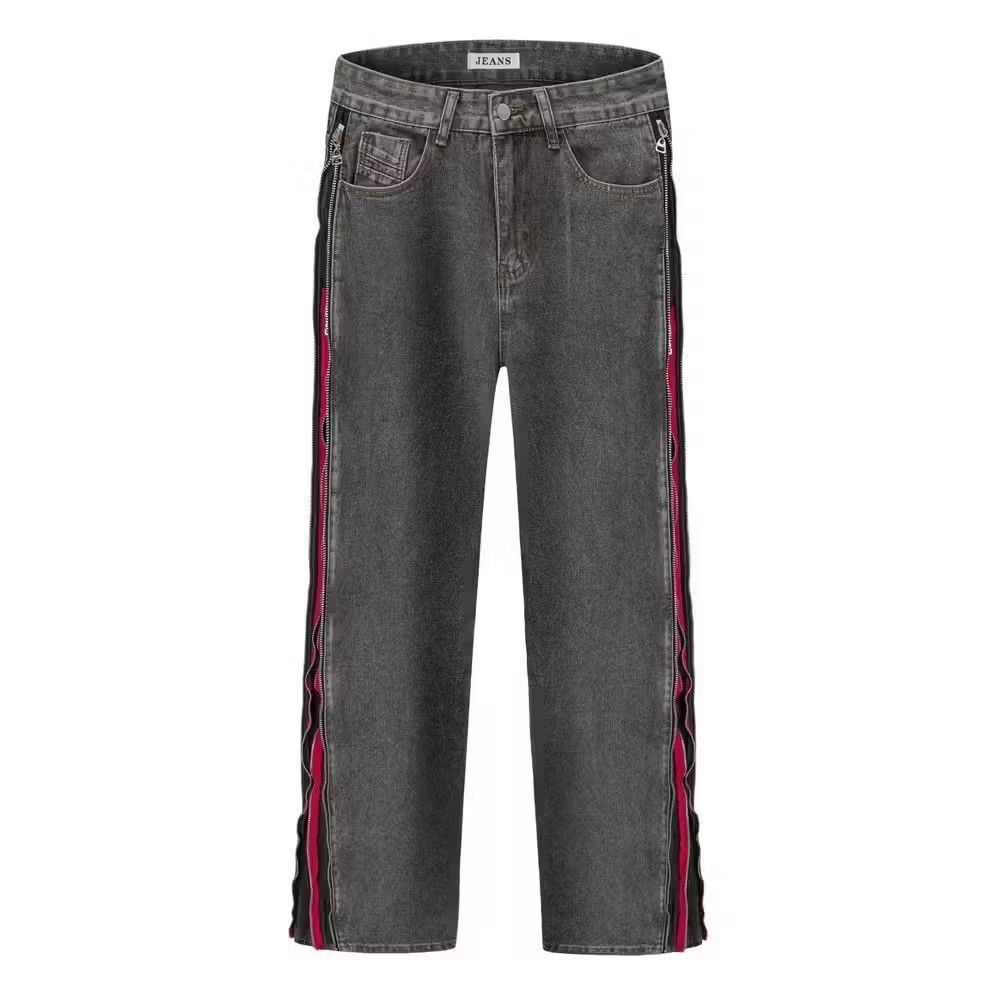 image of Vintage Side Zipper Panel Washed Denim Pants, Men's (Size 32)