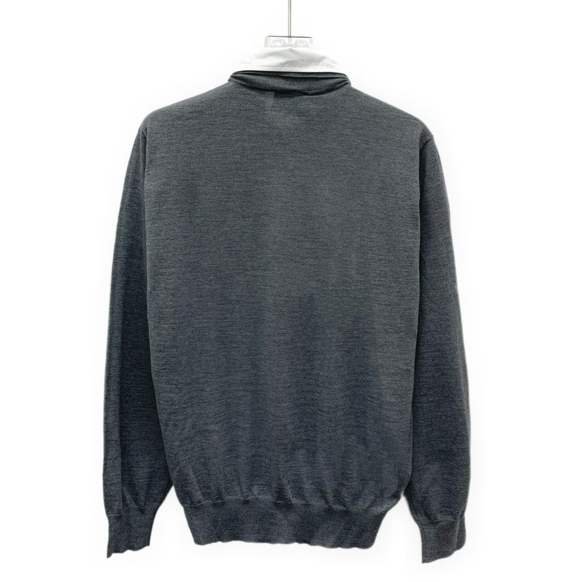 Prada Prada Grey Wool Lapel Long Sleeve Knit Polo K26WX Size M / US 6-8 / IT 42-44 - 2 Thumbnail