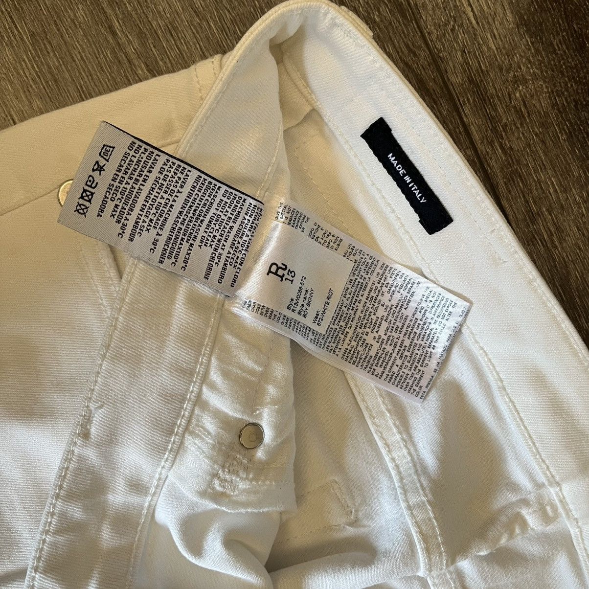 R13 R13 Boy Skinny White Riot Women’s Denim Jeans Made in Italy Size 28" / US 6 / IT 42 - 13 Thumbnail