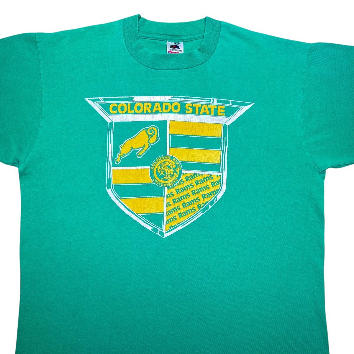 NCAA Vtg 1990s NCAA Colorado State Rams Shield Emblem Graphic Tee Size US L / EU 52-54 / 3 - 4 Thumbnail