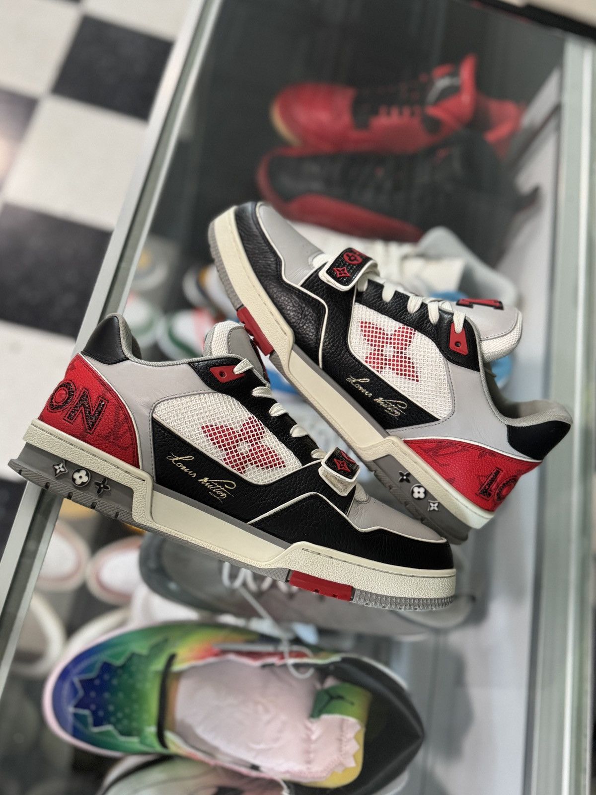 Louis Vuitton Louis Vuitton Trainer Strap Black Grey Red 1AC4ZU Size US 10 / EU 43 - 9 Thumbnail