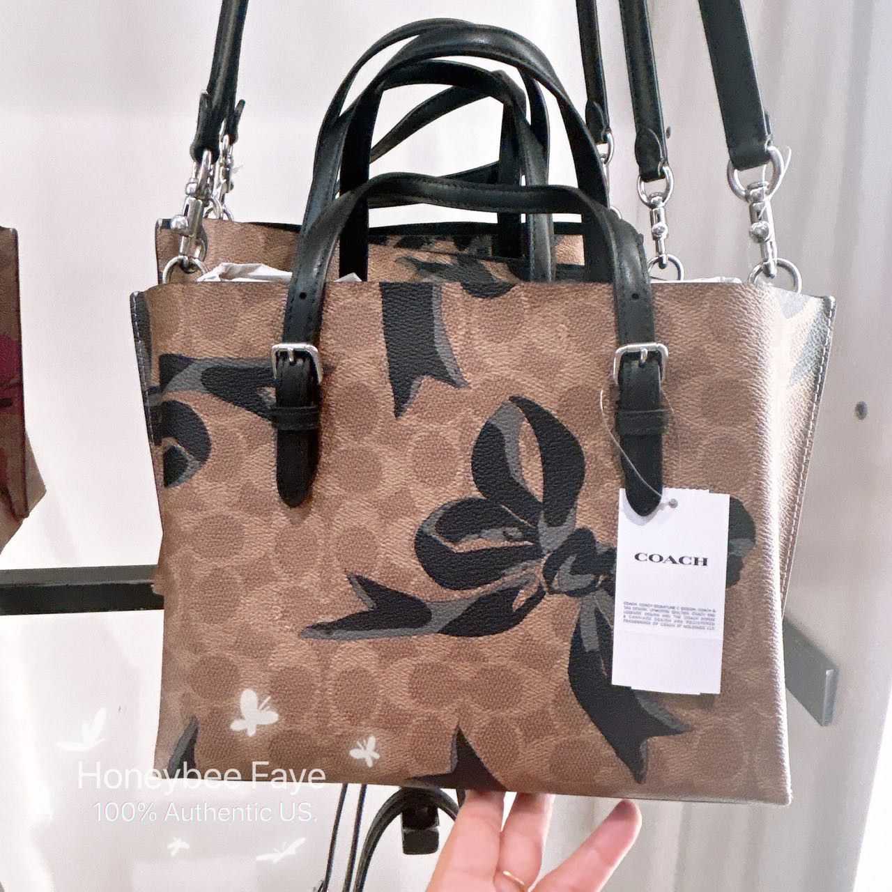 Coach Mollie Tote Bag 25 In Signature Canvas With Bow Print CZ767 Size ONE SIZE - 3 Thumbnail