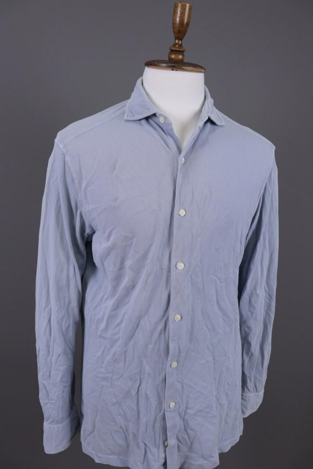Designer Boggi Milano Italian Style Blue Down Dress Shirt Size 39 Size US M / EU 48-50 / 2 - 4 Thumbnail