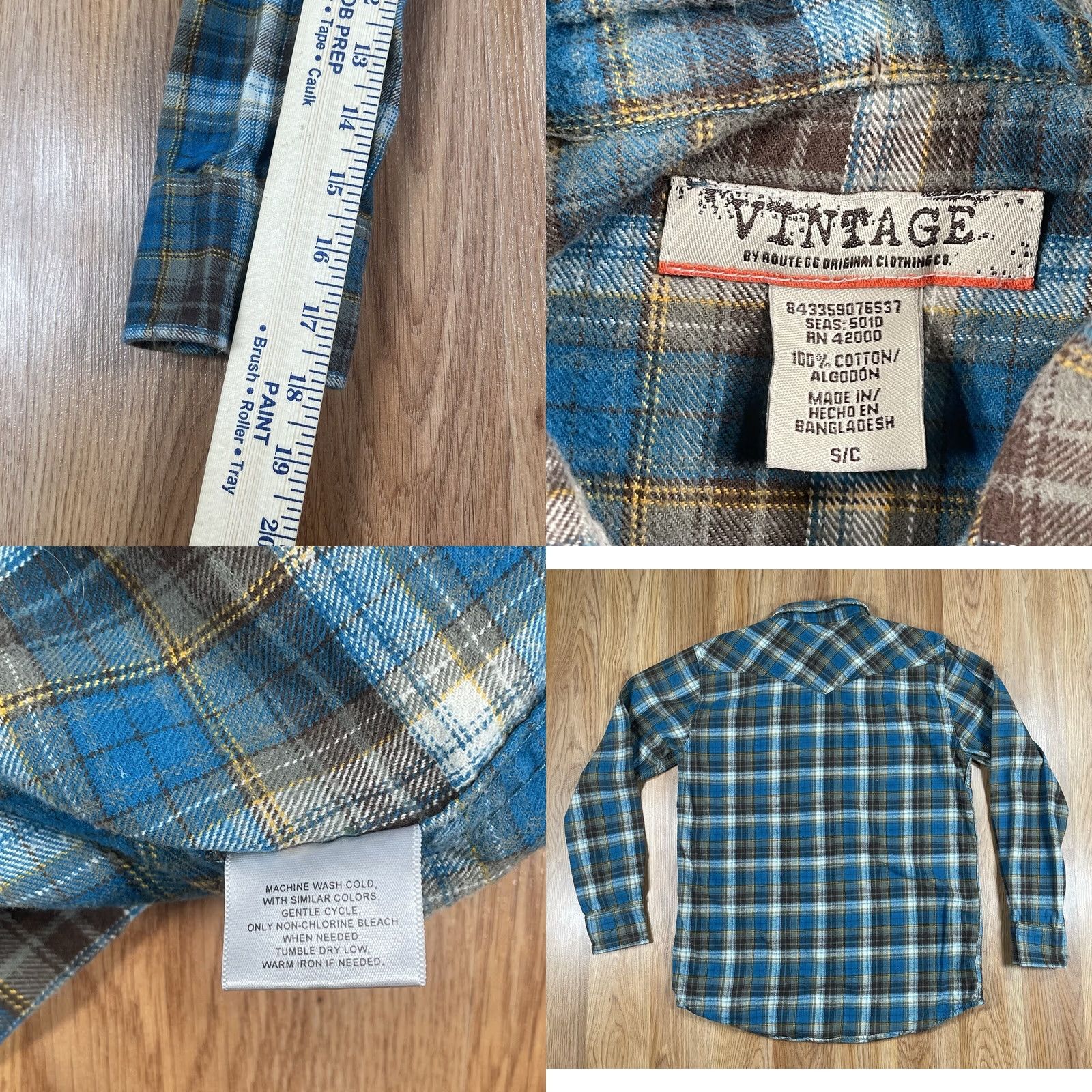 Vintage Vintage Flannel Shirt Mens Small Plaid Long Sleeve Western Pearl Snap Button Up Size US S / EU 44-46 / 1 - 8 Thumbnail