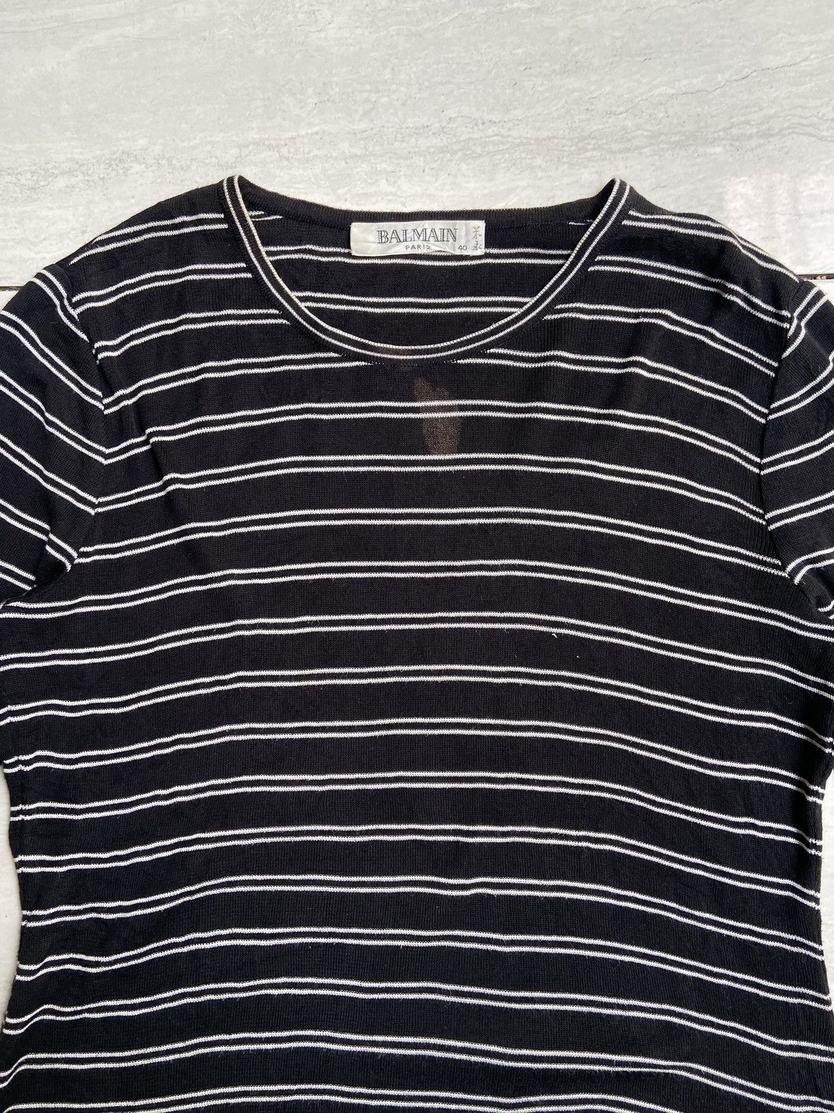 Balmain BALMAIN PARIS Striped Long Sleeve T-shirt Size US S / EU 44-46 / 1 - 8 Thumbnail