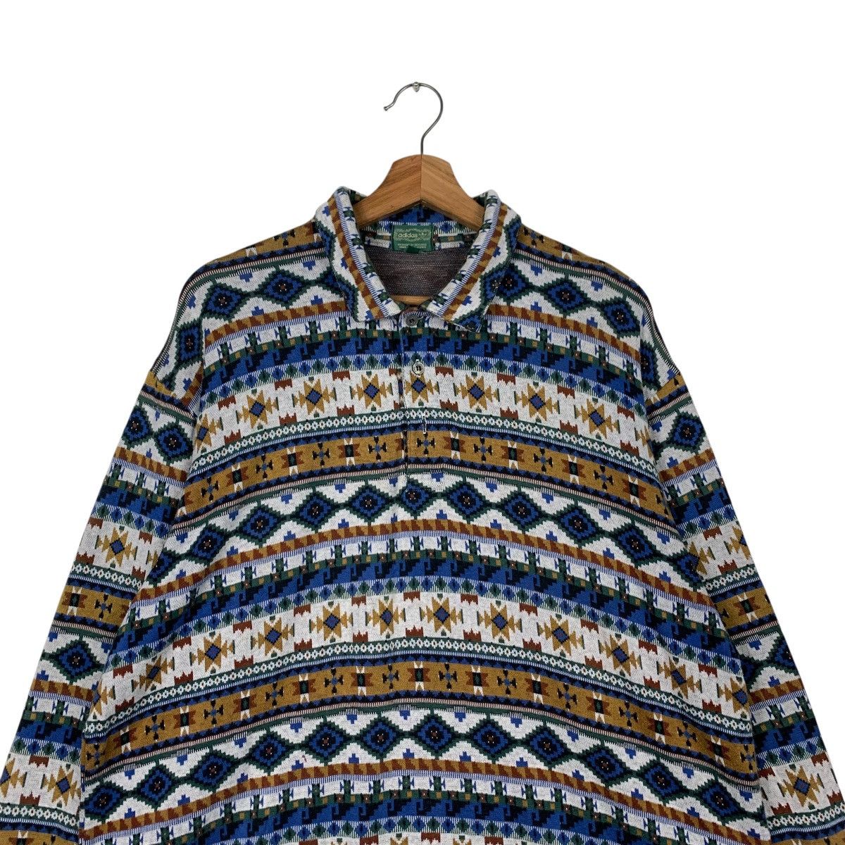 Adidas 90’s ADIDAS Motif Design Half Button Polo Jumper #2092-C91 Size US L / EU 52-54 / 3 - 2 Thumbnail