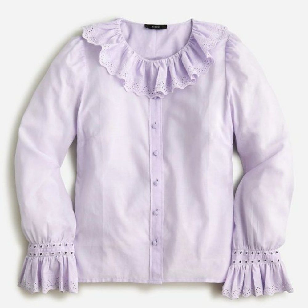 J.Crew NWT New $110 J.Crew Embroidered Ruffle-collar with Eyelet L Size XS / US 0-2 / IT 36-38 - 2 Thumbnail