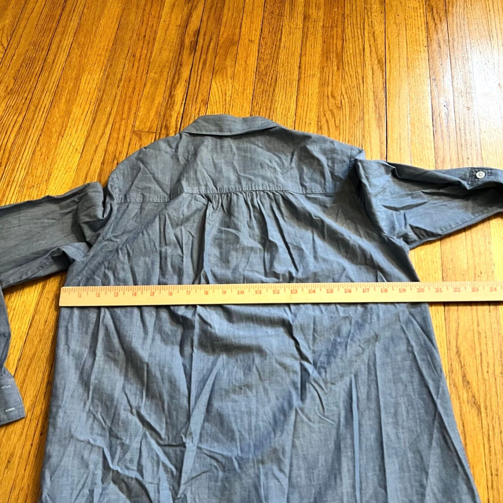 Vintage Kate Spade Womens 6 Button Down Chambray Blue Pleat Bib Top Size M / US 6-8 / IT 42-44 - 5 Thumbnail