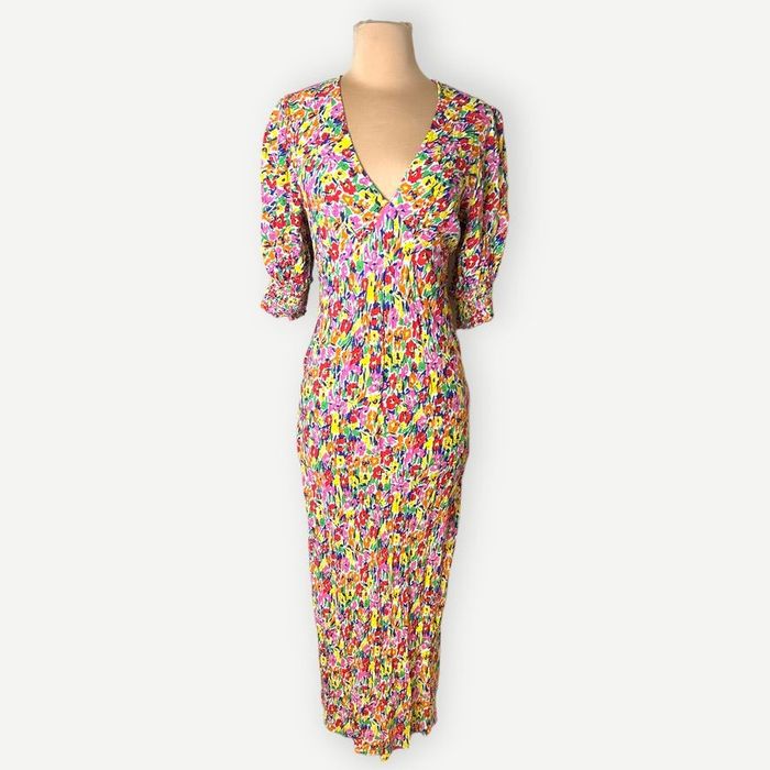Rixo RIXO x Target Floral Puff Sleeve Dress Midi 6 V Neck Colorfu Grailed