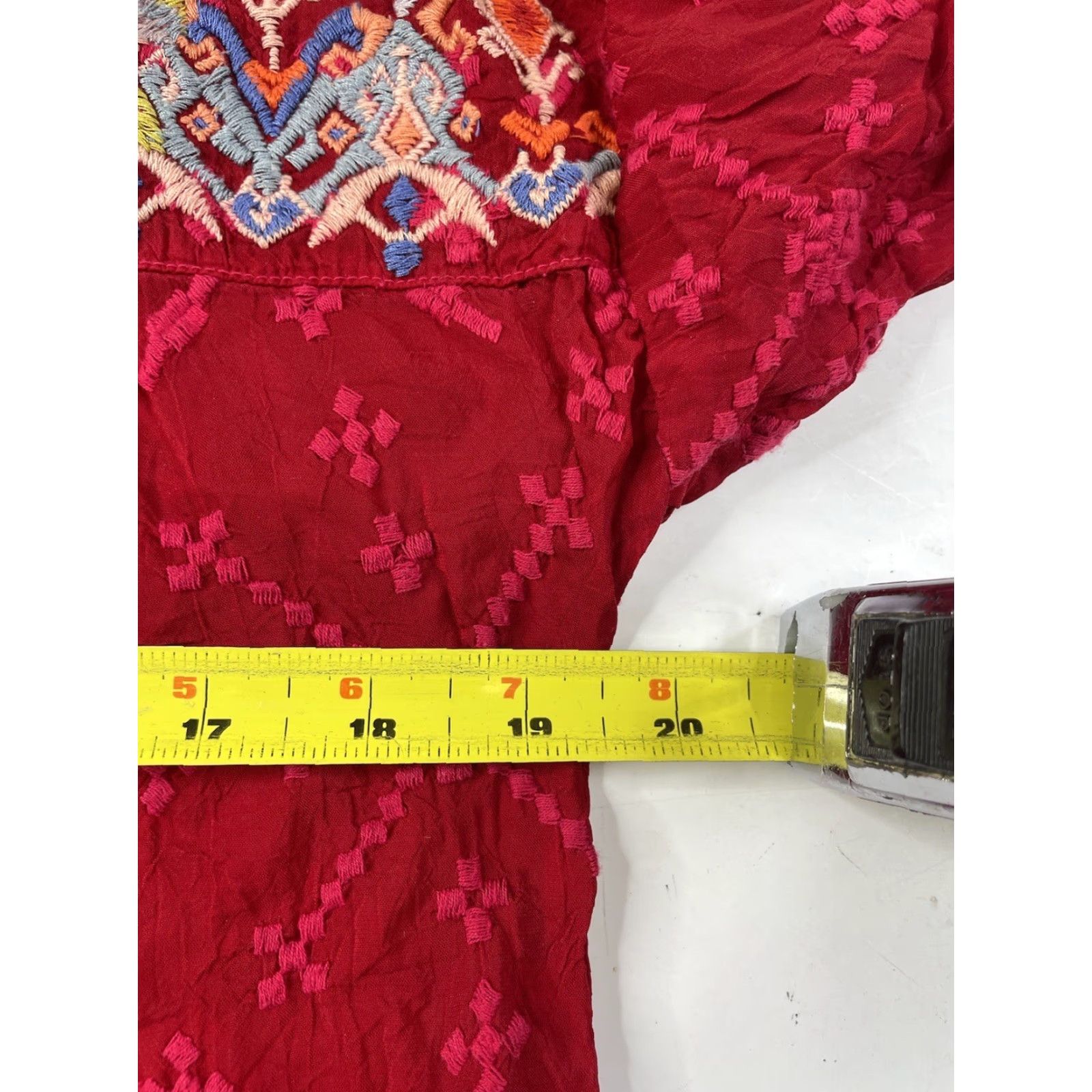 Johnny Was Johnny Was Blouse Shirt Womens XS Red Embroidered Buttons Long Sleeve Top Size XS / US 0-2 / IT 36-38 - 6 Thumbnail