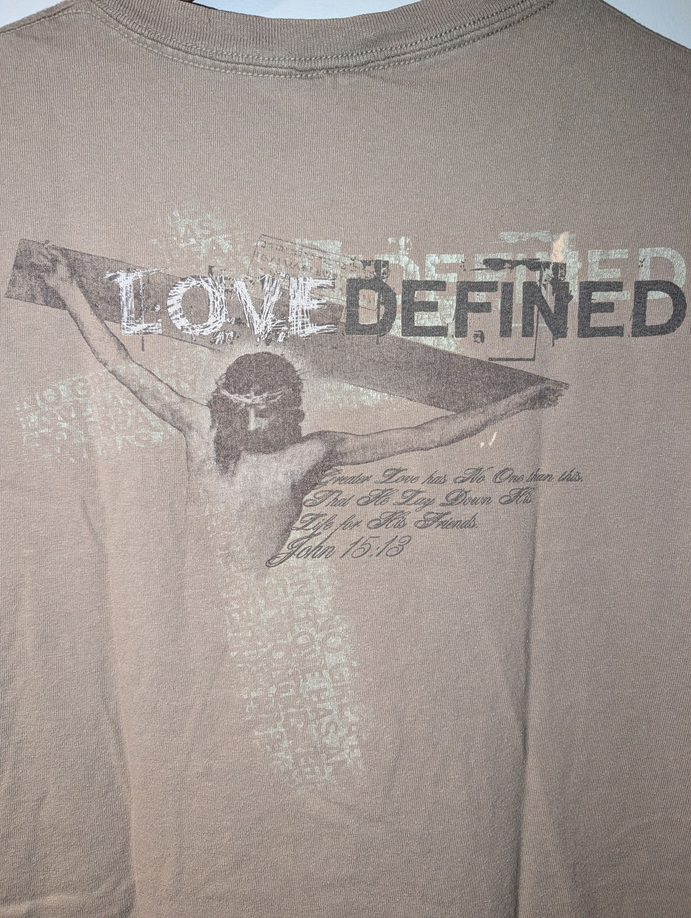 True Religion Vintage Love Defined Jesus Christ Crucifix 15:13 T-Shirt Size US XL / EU 56 / 4 - 10 Thumbnail