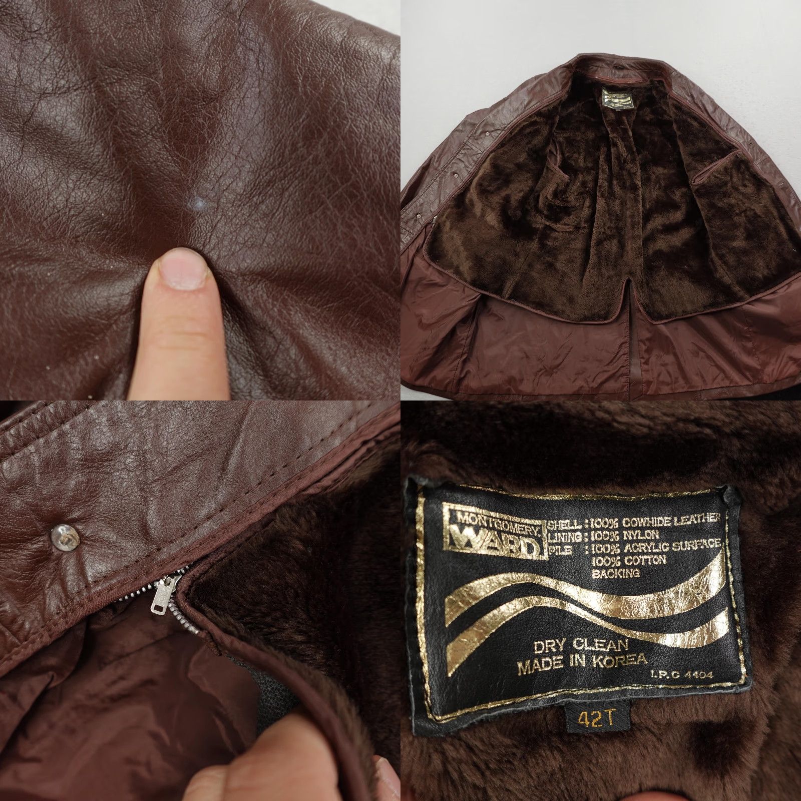 Vintage VINTAGE Montgomery Ward Brown Leather Coat 42 Tall Softshell Jacket 70s Classic Mens Size US XS / EU 42 / 0 - 8 Thumbnail