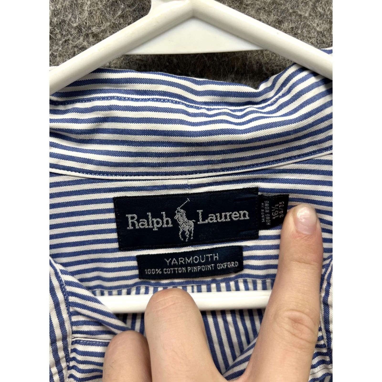 Ralph Lauren Ralph Lauren Yarmouth Shirt Mens 16.5 34/35 Blue Stripe Oxford Cotton Logo Dress Shirt Black Label? Size US XL / EU 56 / 4 - 5 Thumbnail
