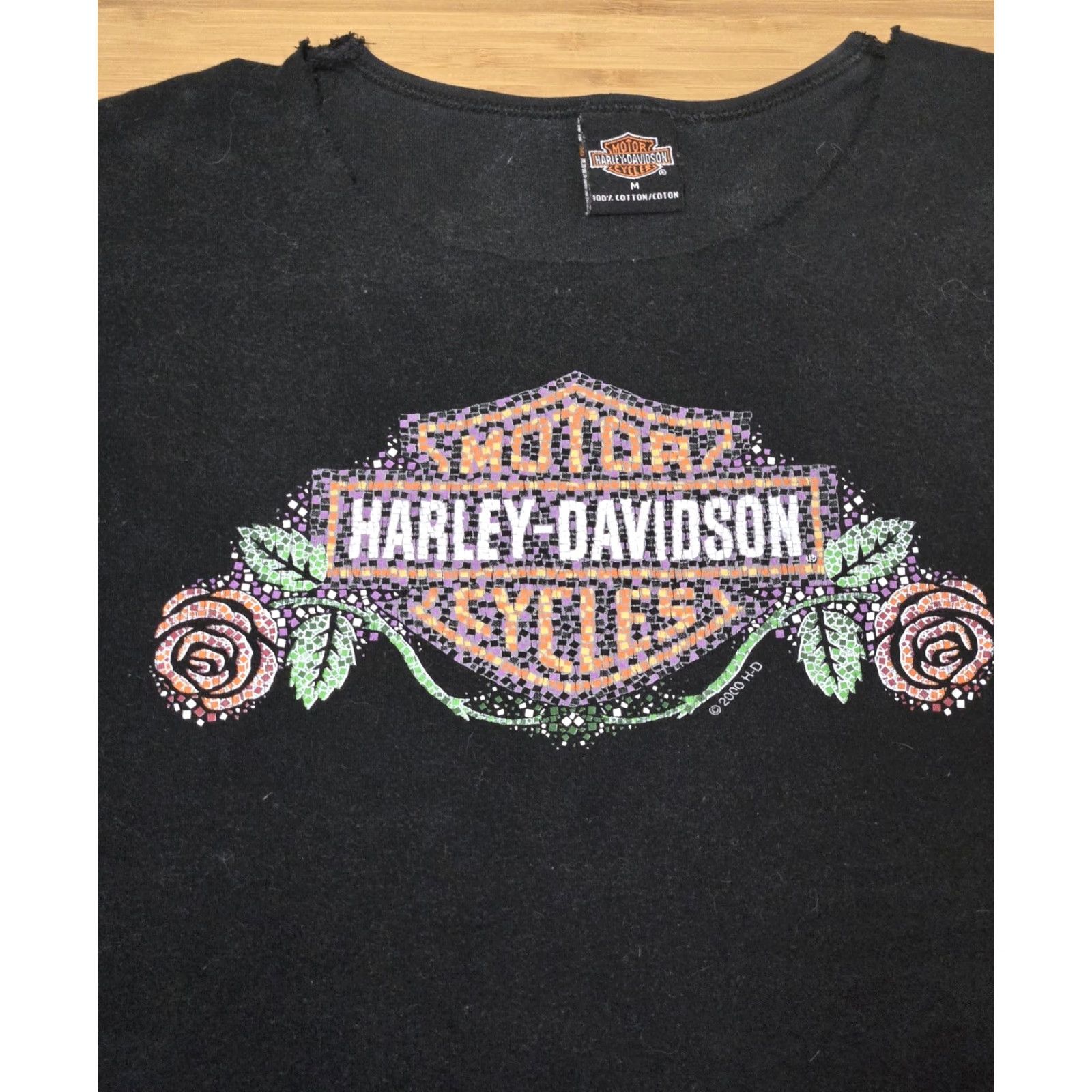 Harley Davidson Harley-Davidson Shirt Womens Medium Black Sleeveless Rose Studded Biker 2009 MT Size M / US 6-8 / IT 42-44 - 2 Thumbnail