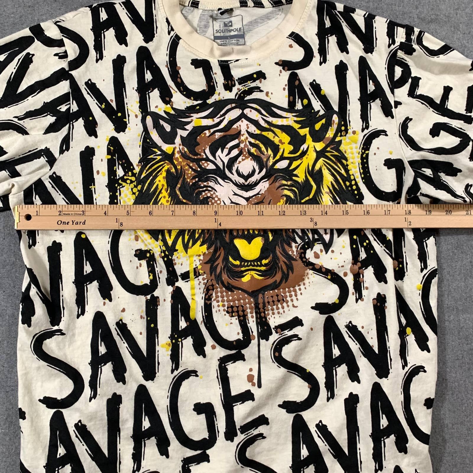 Southpole South Pole Savage Tiger Shirt Women Large White Short Sleeve Size L / US 10 / IT 46 - 4 Thumbnail